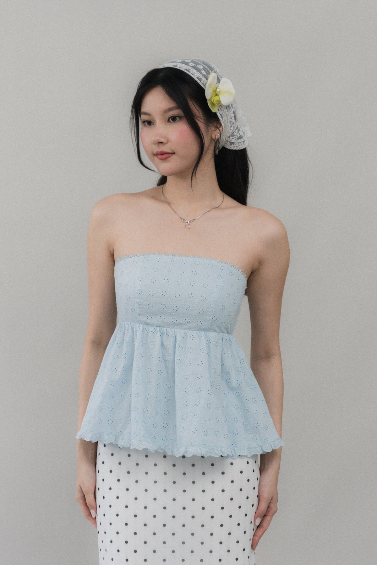 Jolyn Eyelet Babydoll Padded Top