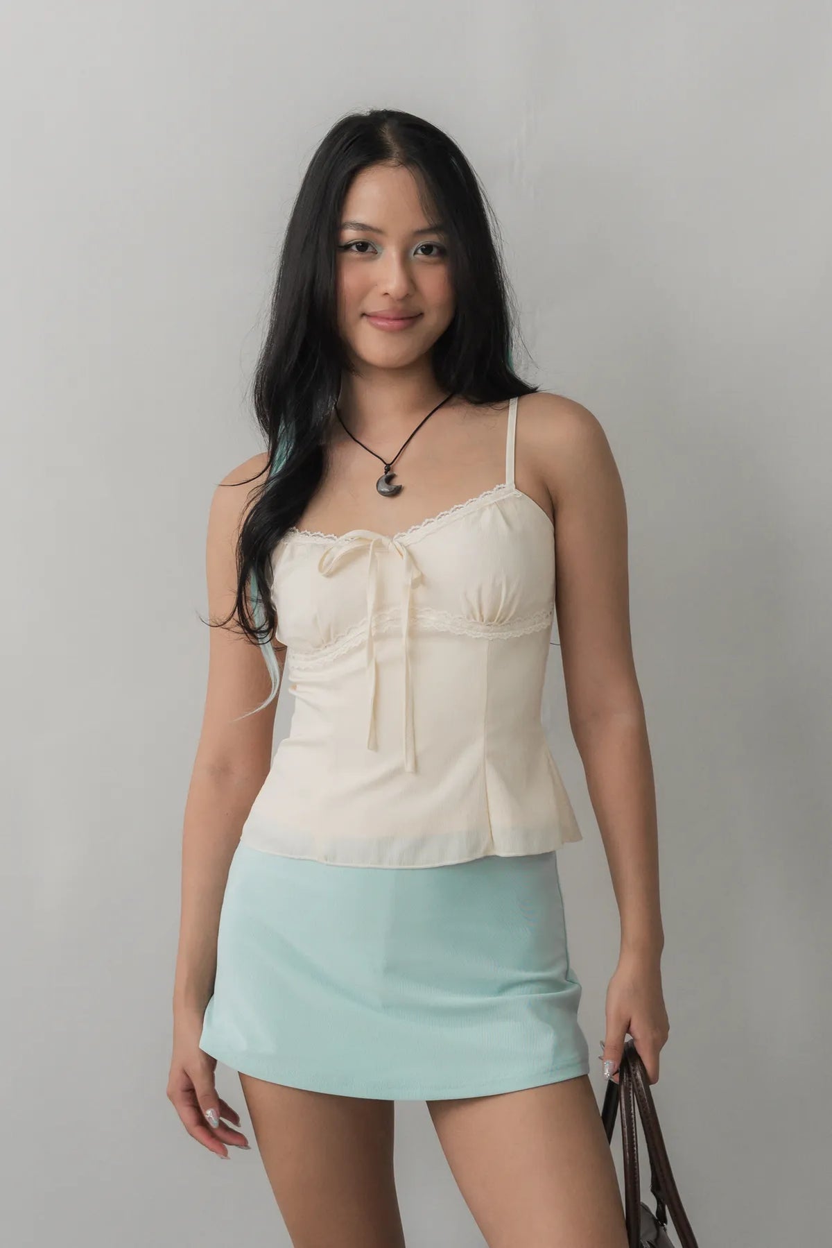 Christine Lace Ribbon Padded Tank Top