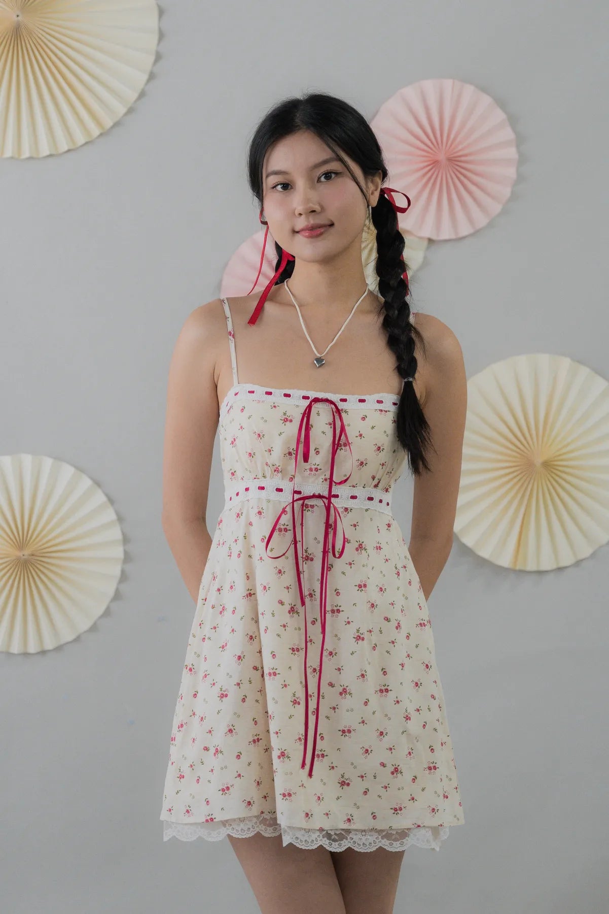 [COL FUKU] Ariana Padded Mini Ribbon Dress