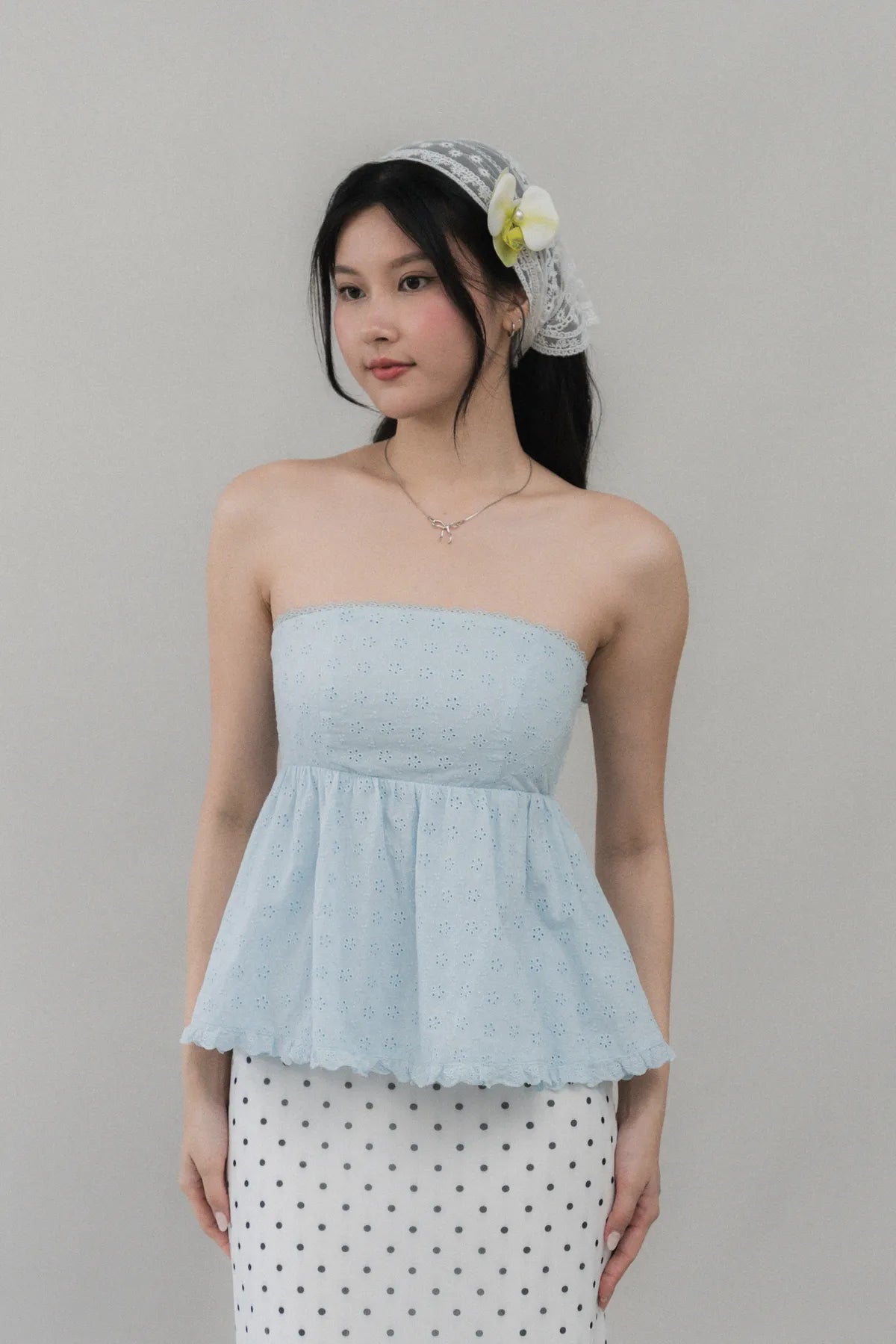 Jolyn Eyelet Babydoll Padded Top