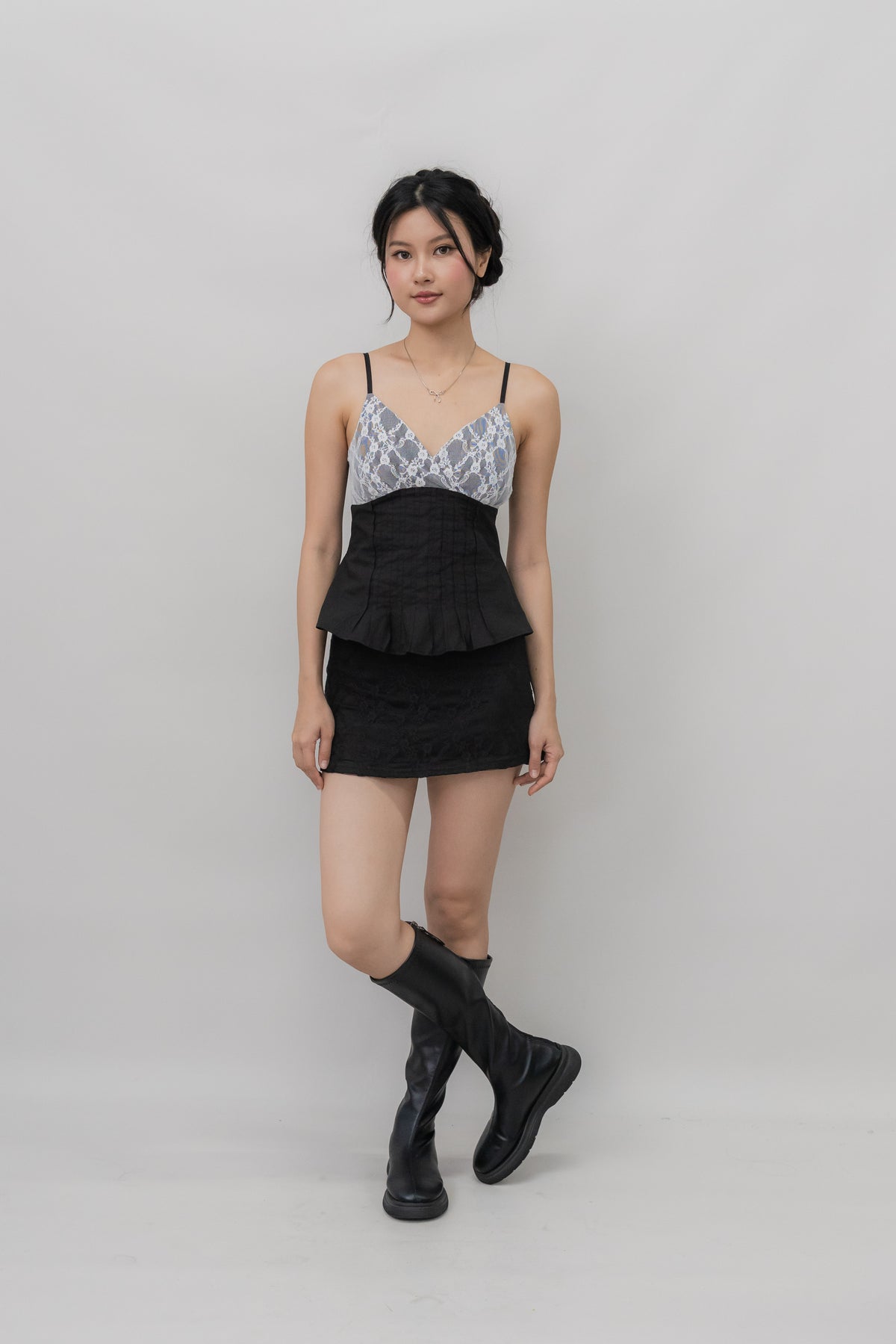 Ines Lace Padded Pintuck Top