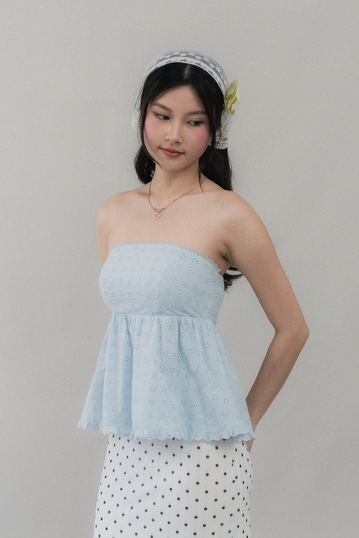 Jolyn Eyelet Babydoll Padded Top