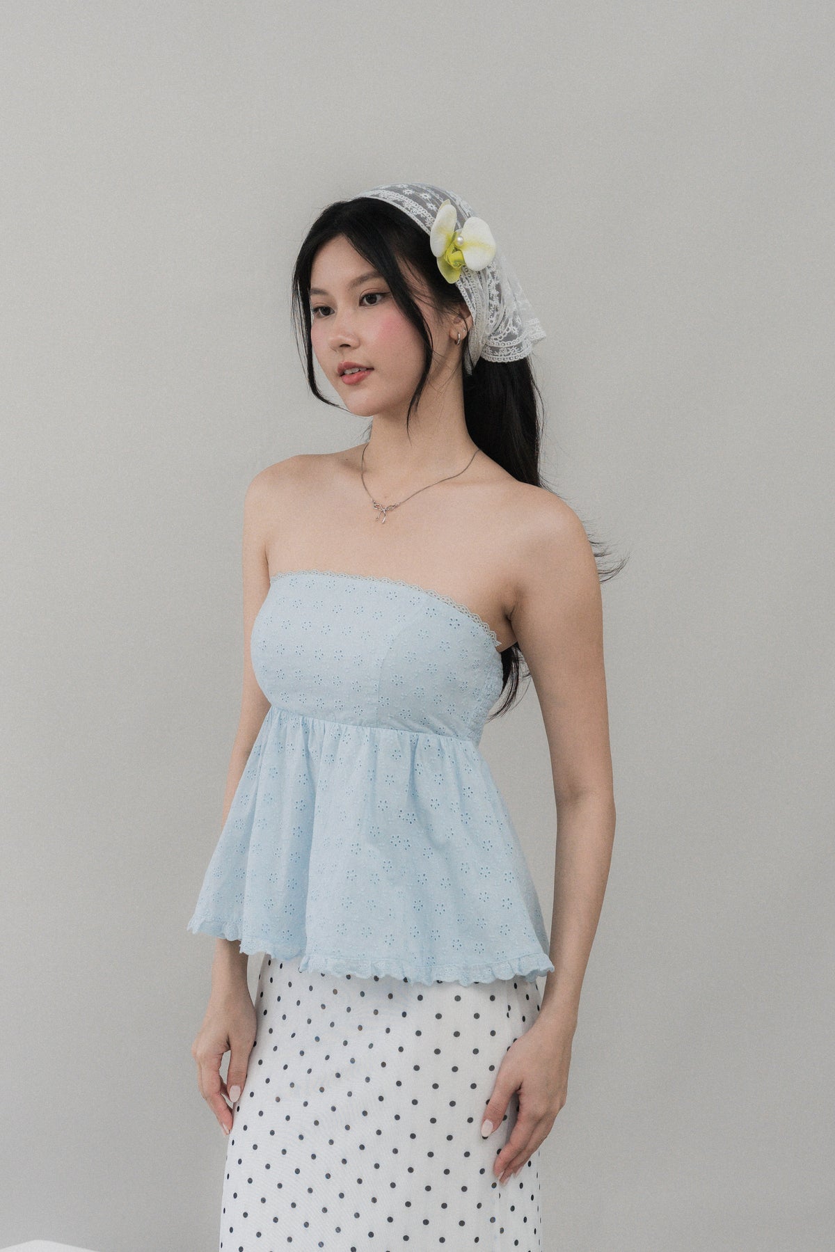 Jolyn Eyelet Babydoll Padded Top