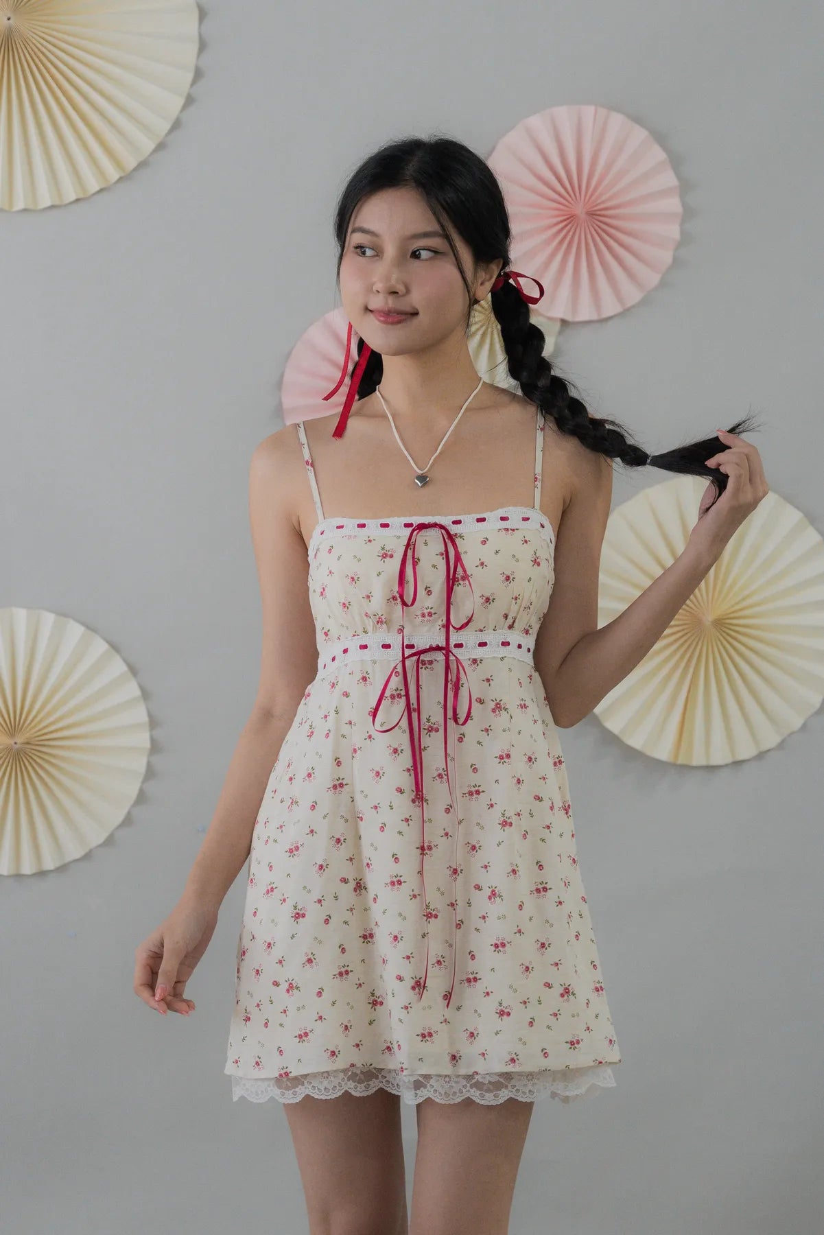 [COL FUKU] Ariana Padded Mini Ribbon Dress