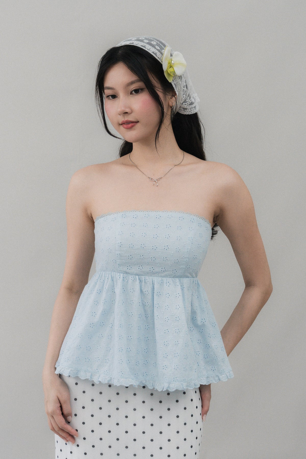 Jolyn Eyelet Babydoll Padded Top