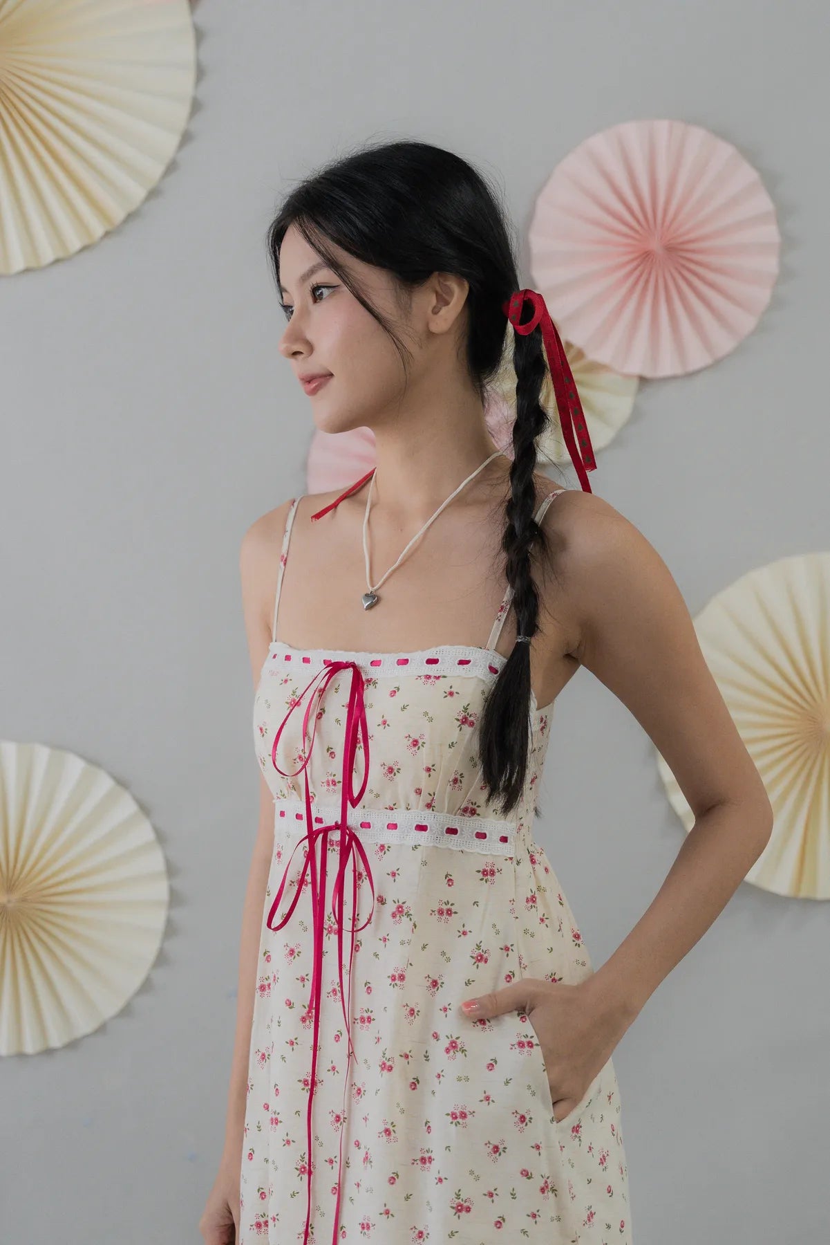 [COL FUKU] Ariana Padded Mini Ribbon Dress