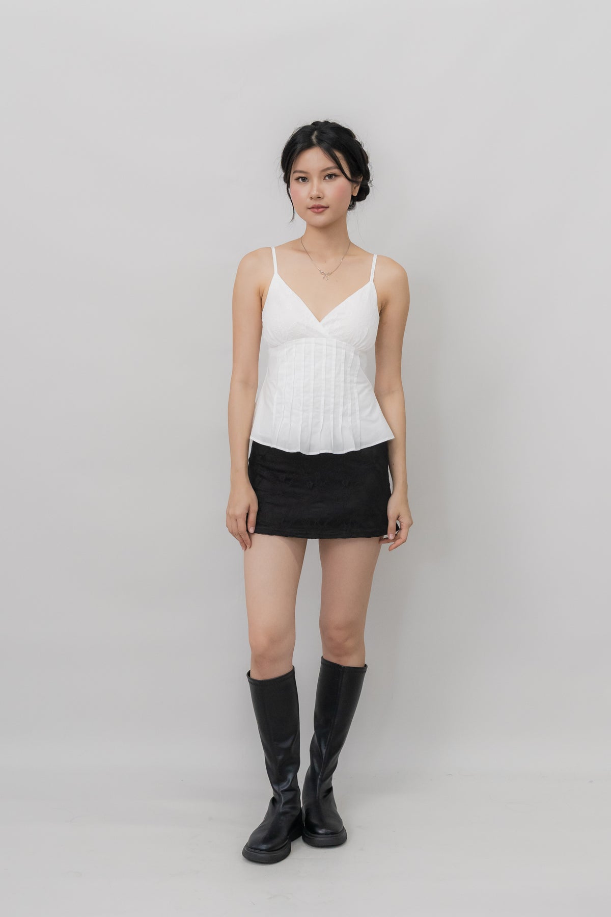 Ines Lace Padded Pintuck Top