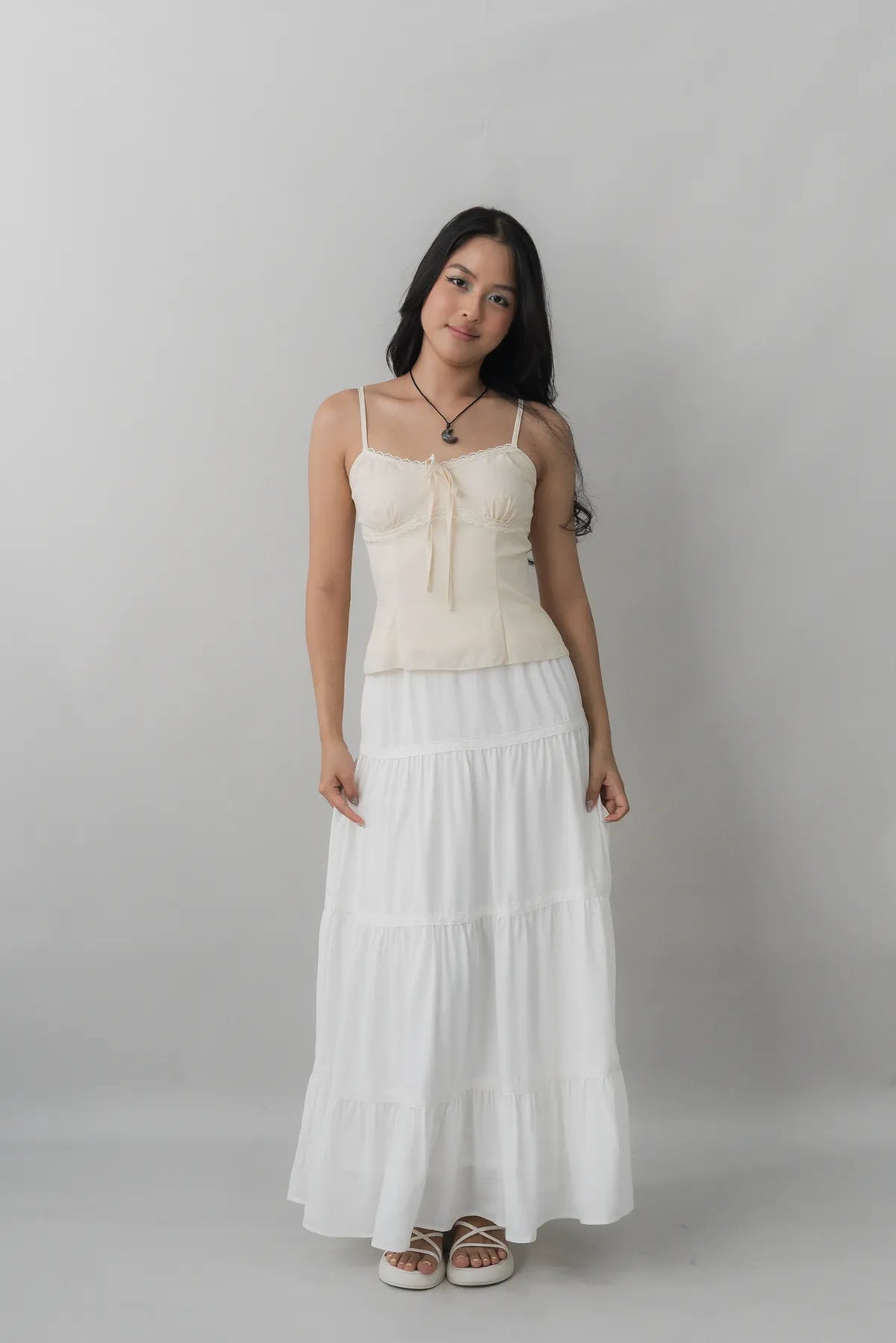 Christine Lace Ribbon Padded Tank Top