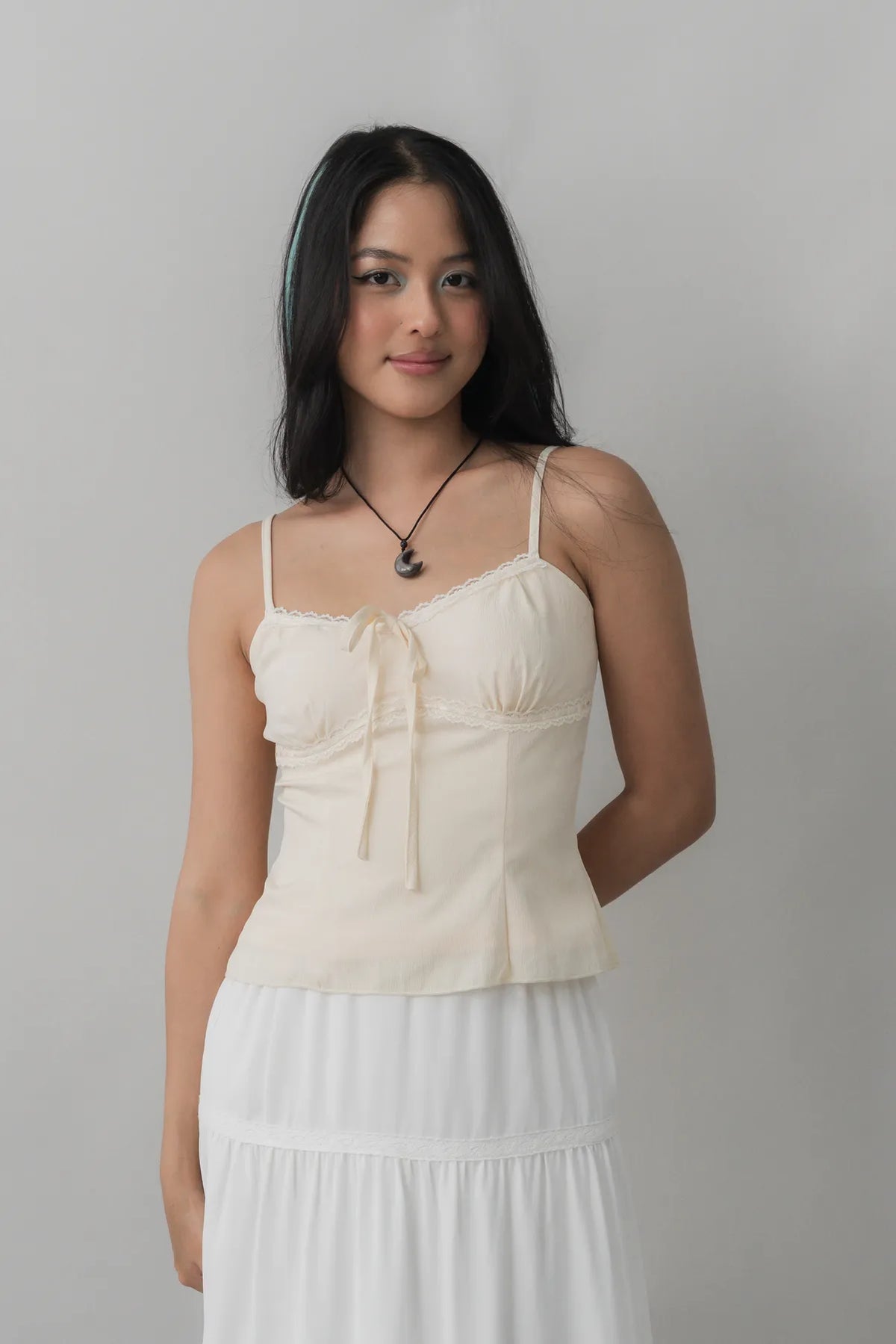 Christine Lace Ribbon Padded Tank Top
