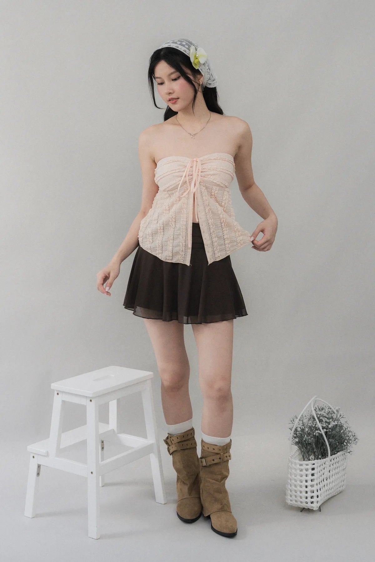 Nelly Ruffled Halter Tie Top