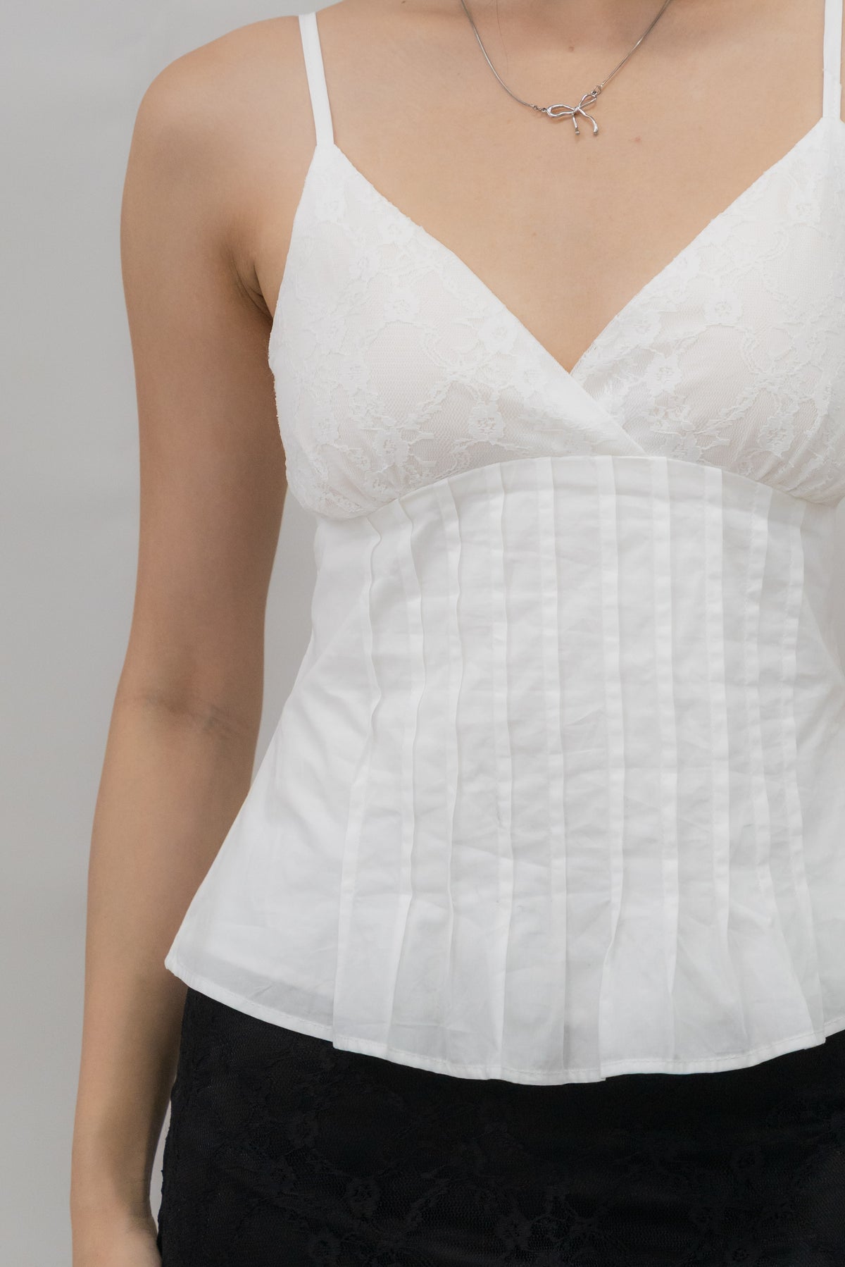 Ines Lace Padded Pintuck Top