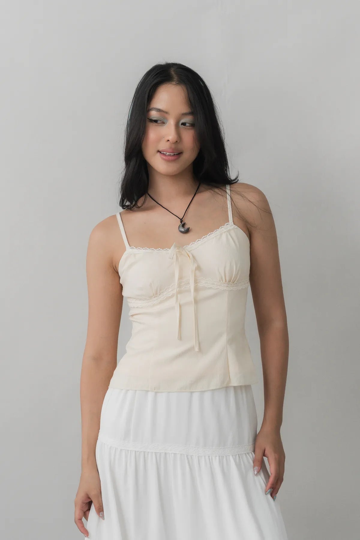 Christine Lace Ribbon Padded Tank Top