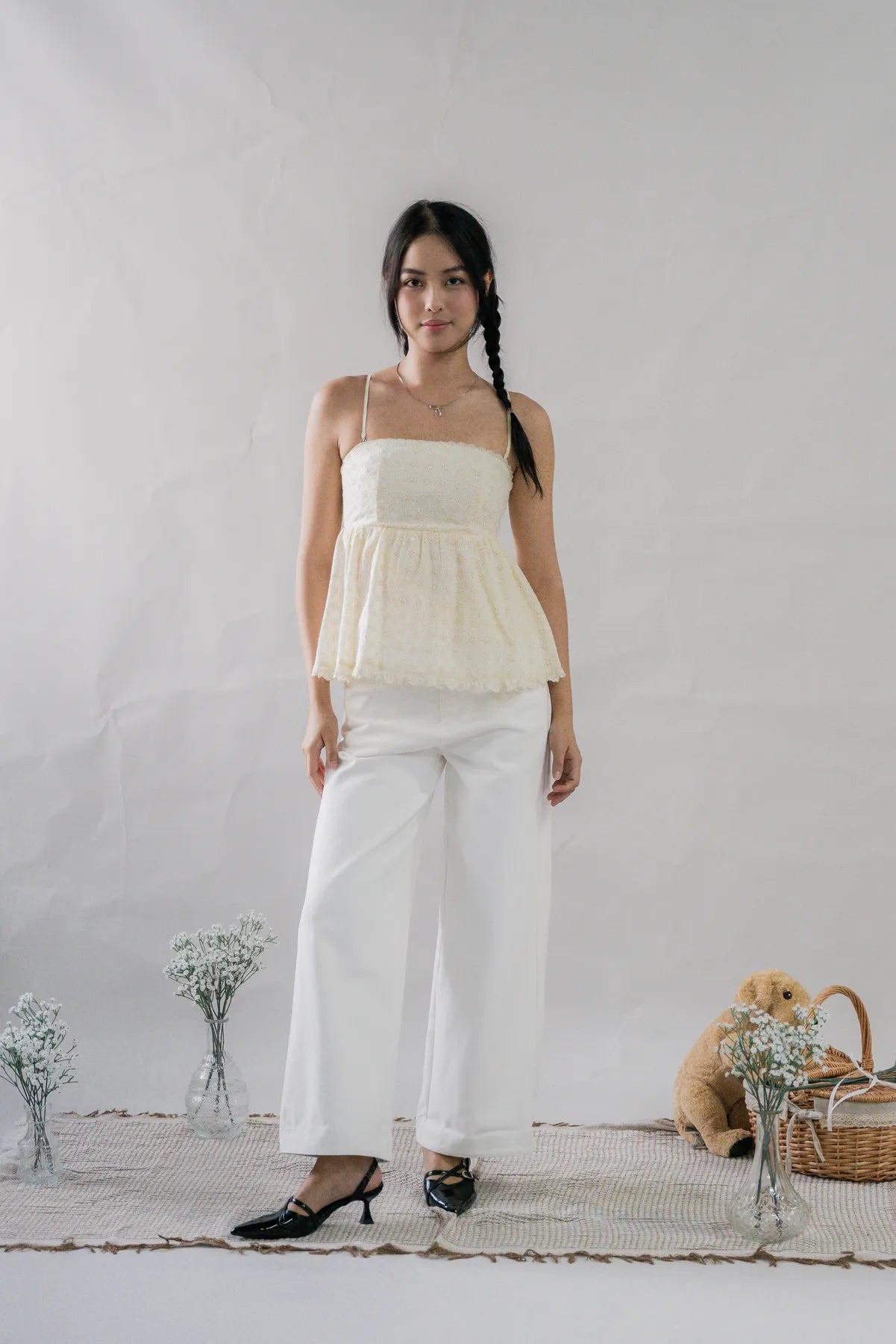 Jolyn Eyelet Babydoll Padded Top