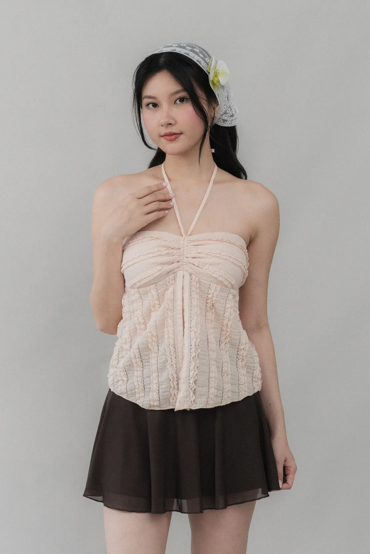 Nelly Ruffled Halter Tie Top