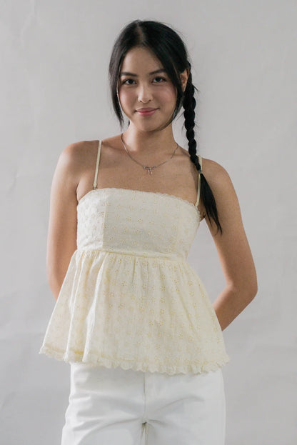 Jolyn Eyelet Babydoll Padded Top