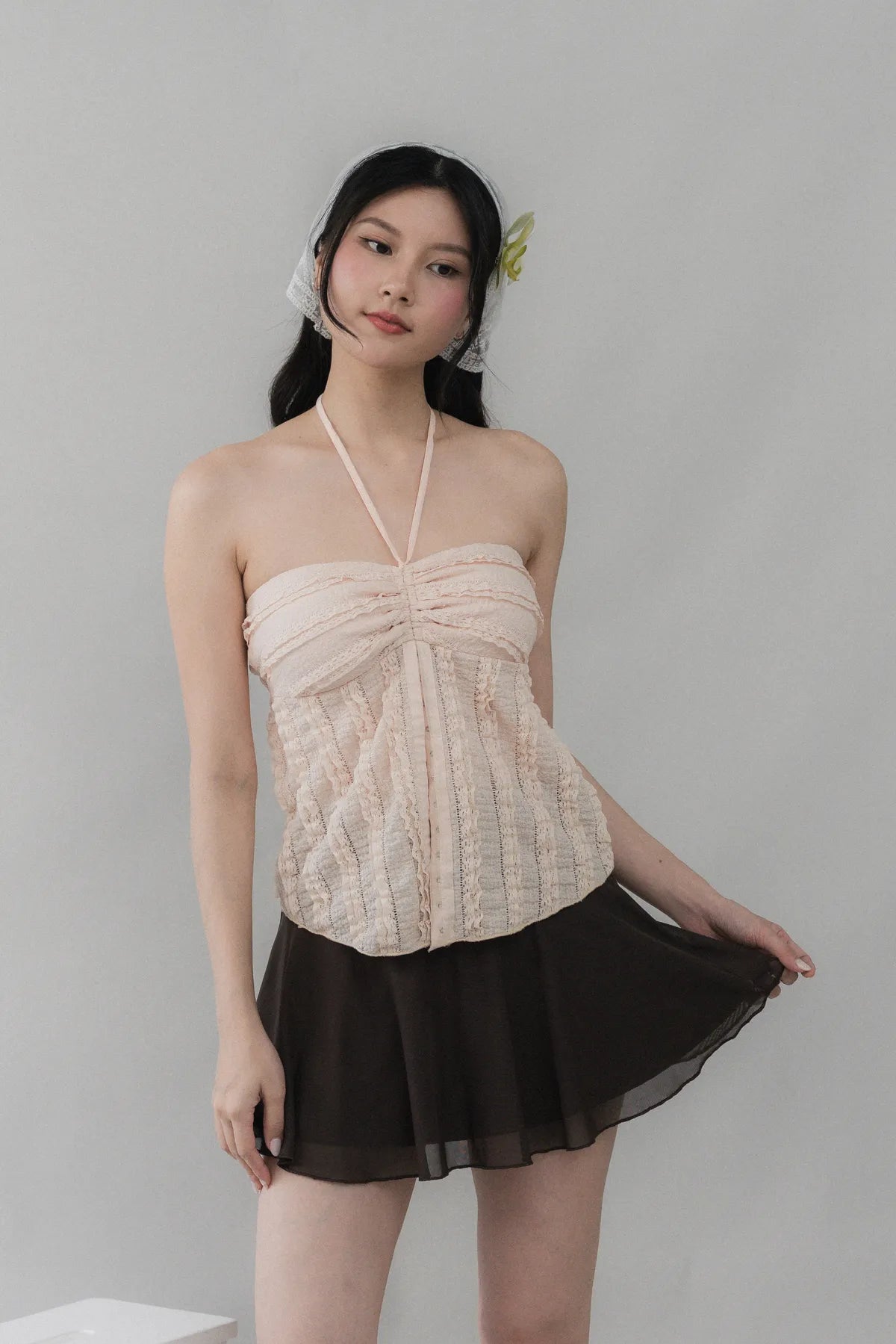 Nelly Ruffled Halter Tie Top