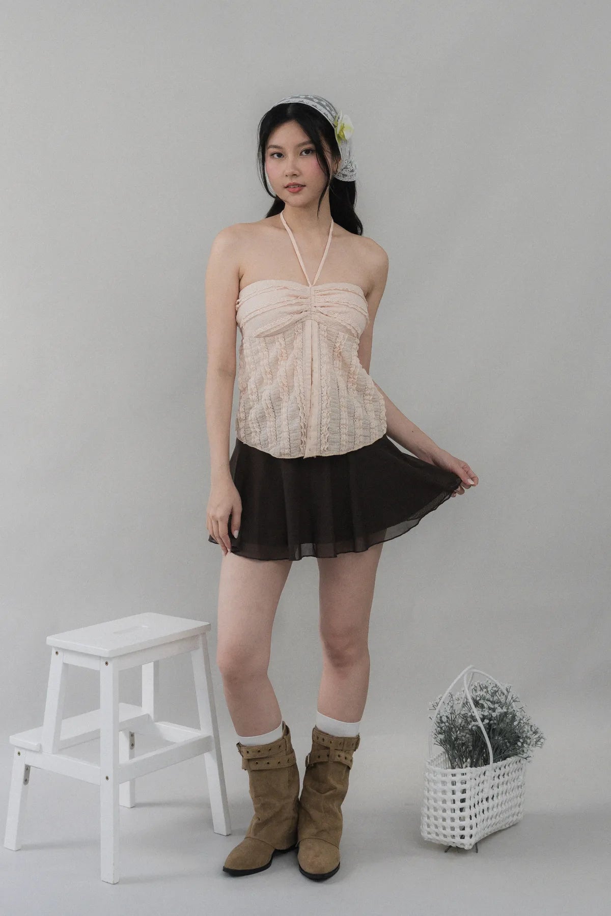 Nelly Ruffled Halter Tie Top