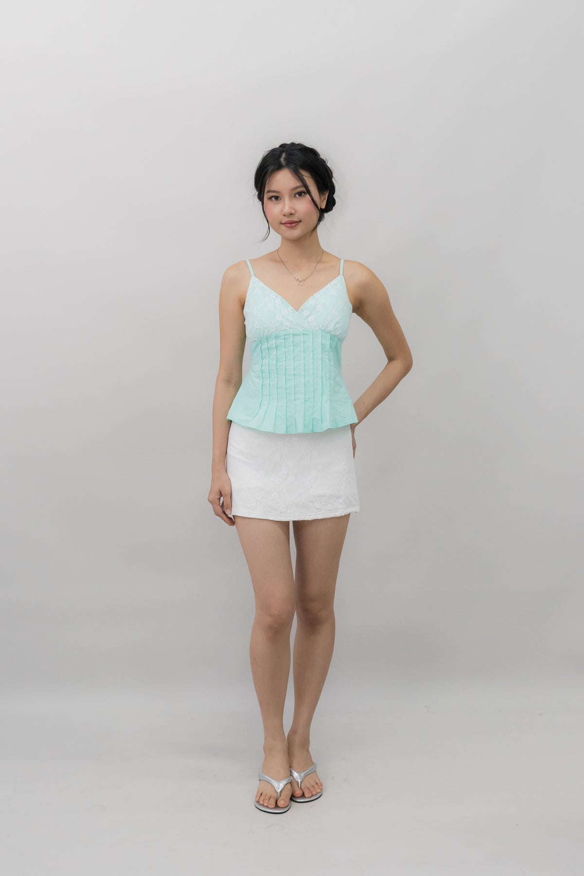 Ines Lace Padded Pintuck Top