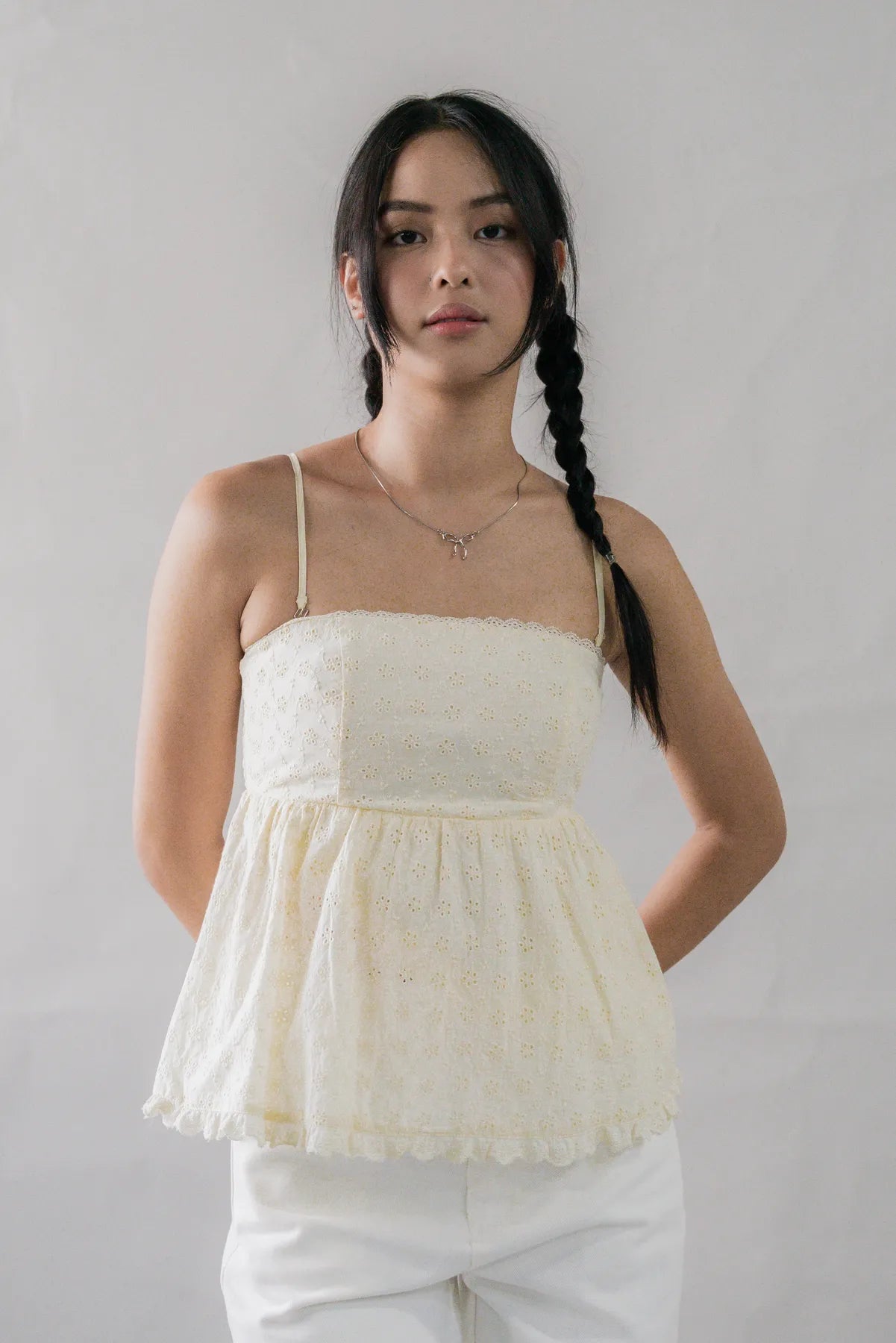 Jolyn Eyelet Babydoll Padded Top
