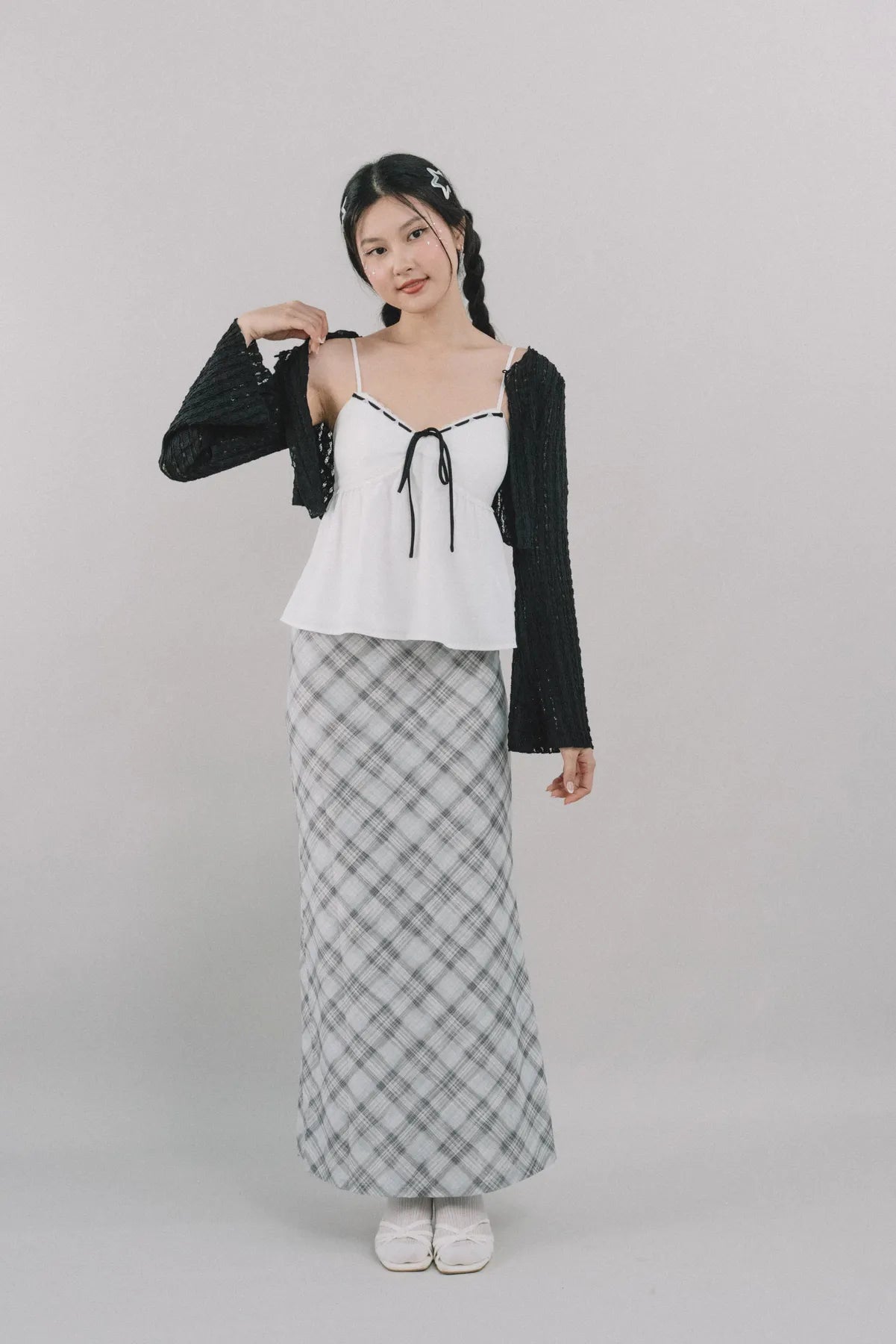 Bradley Plaid Maxi Skirt [CLOUD MESH]