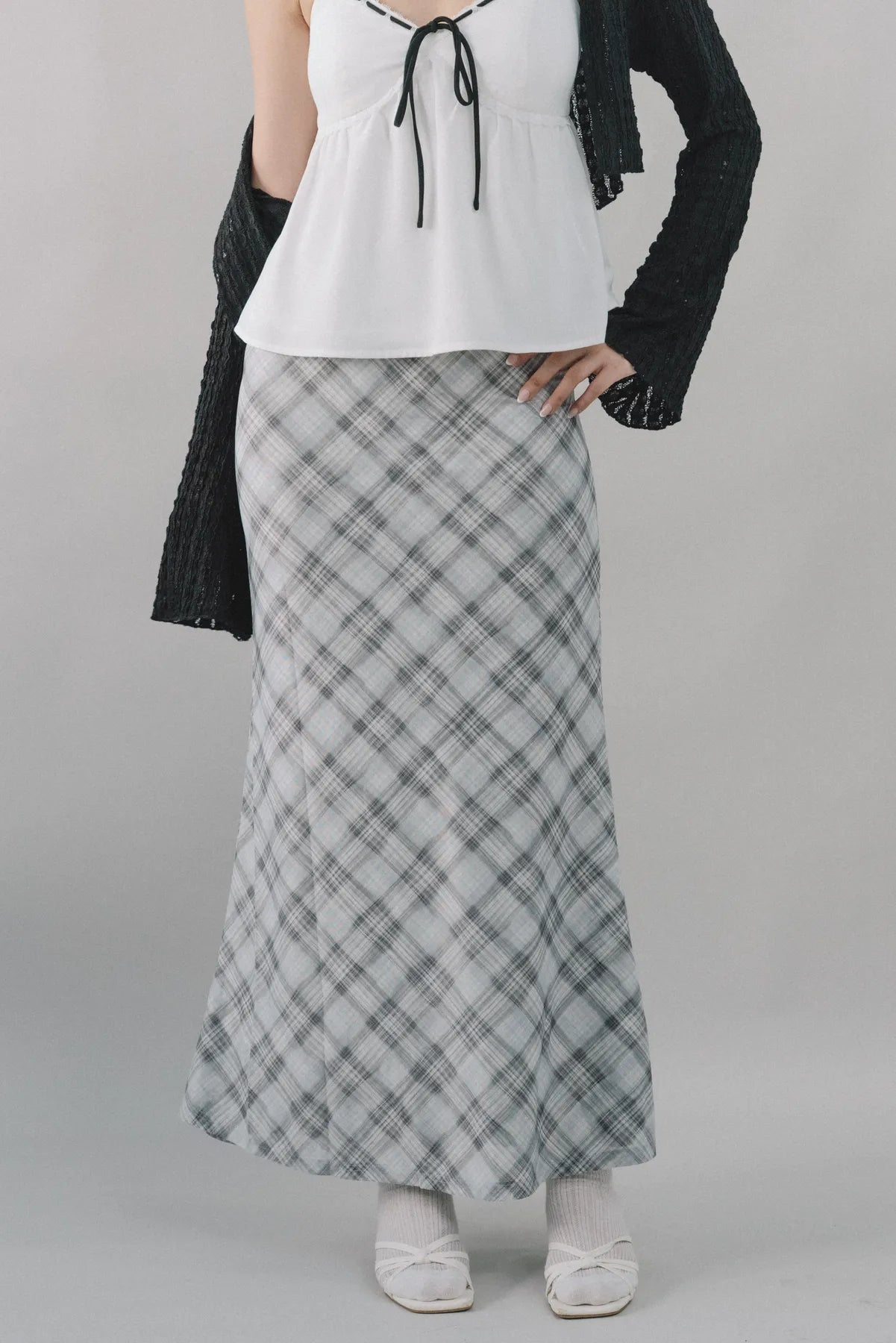 Bradley Plaid Maxi Skirt [CLOUD MESH]