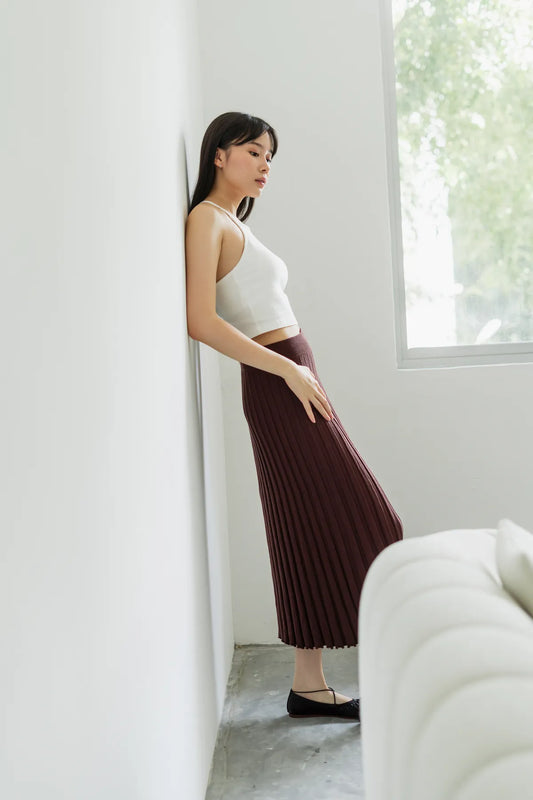 Blair Knitted Pleat Long Skirt