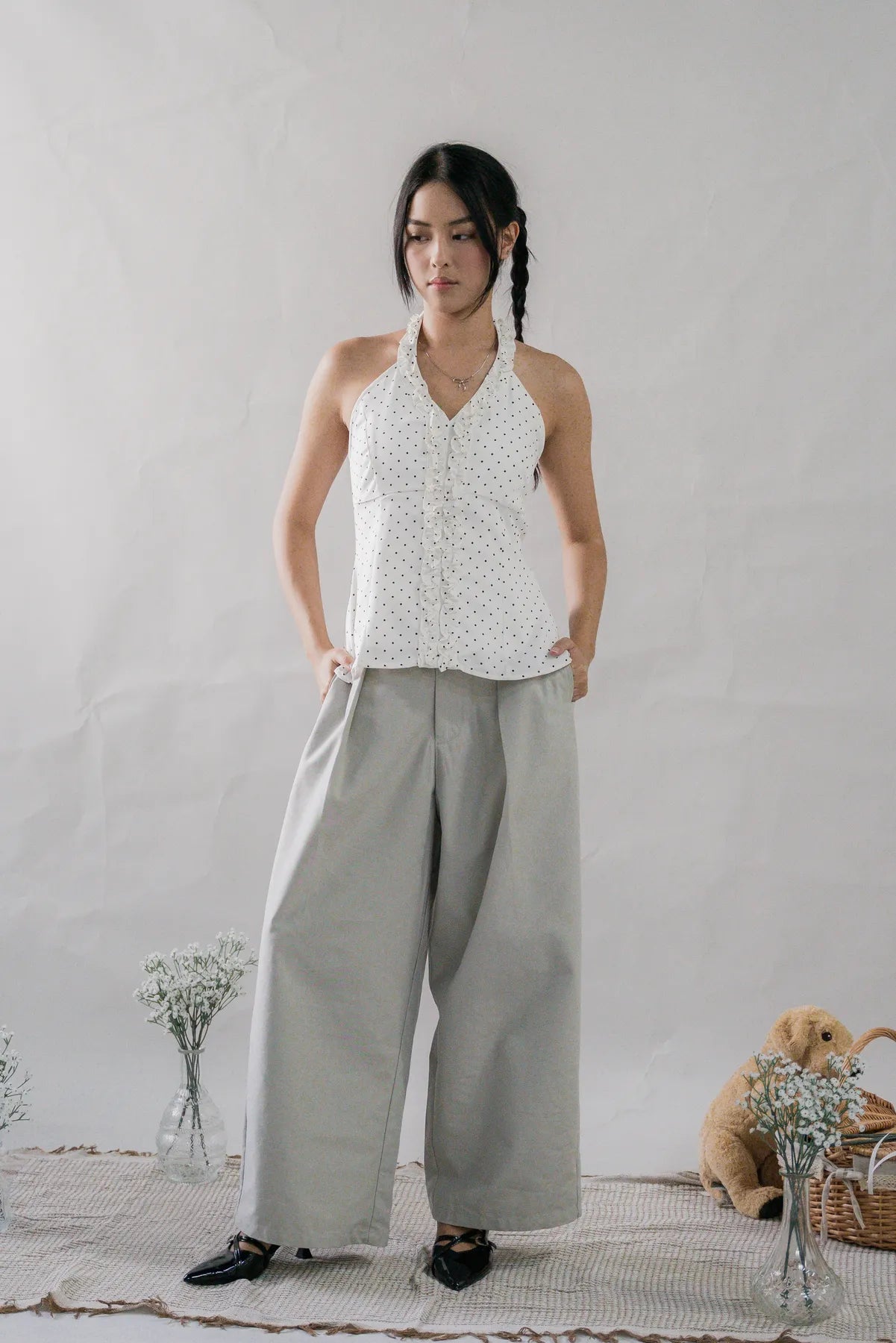 Krissy V-Neck Padded Longline Halter Top V2