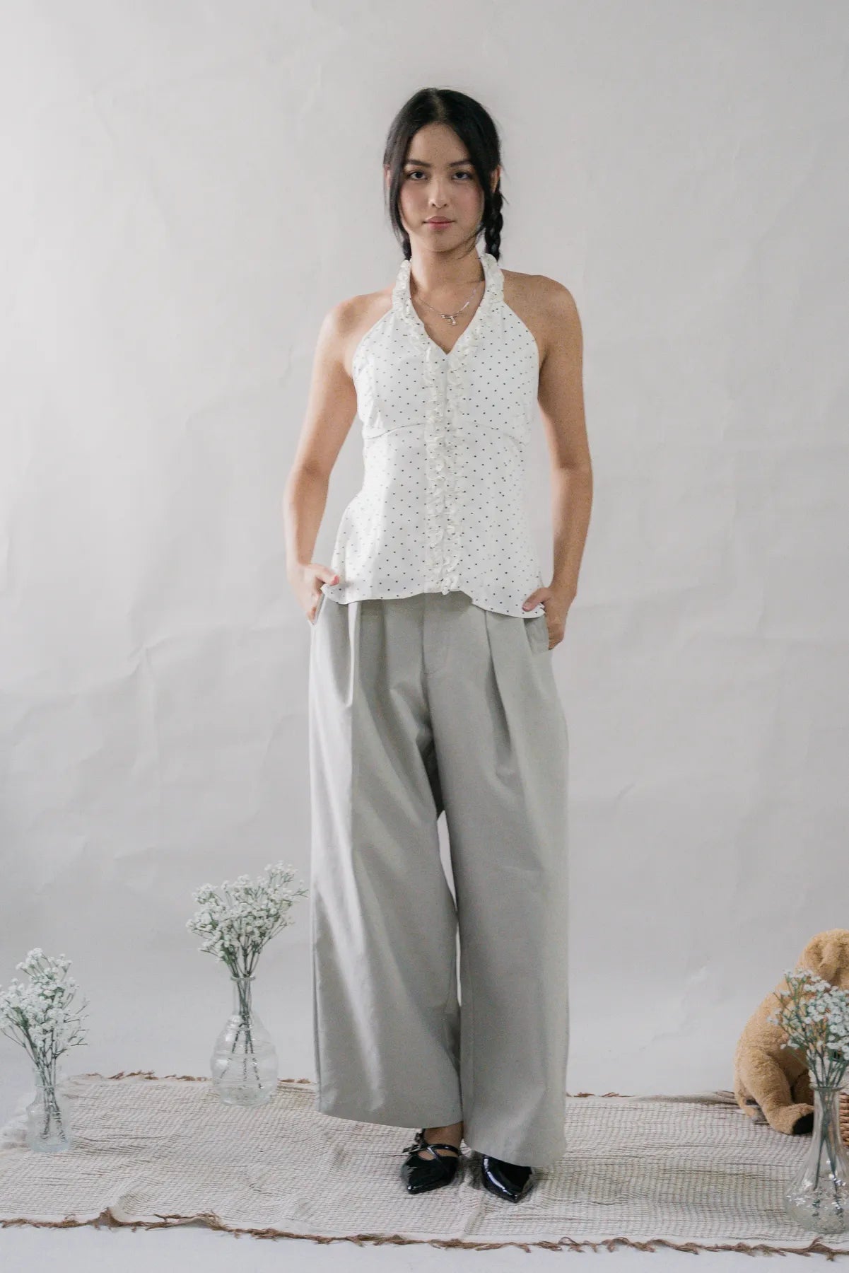 Krissy V-Neck Padded Longline Halter Top V2