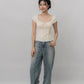 Christine Sleeved Padded Lace Ribbon Top