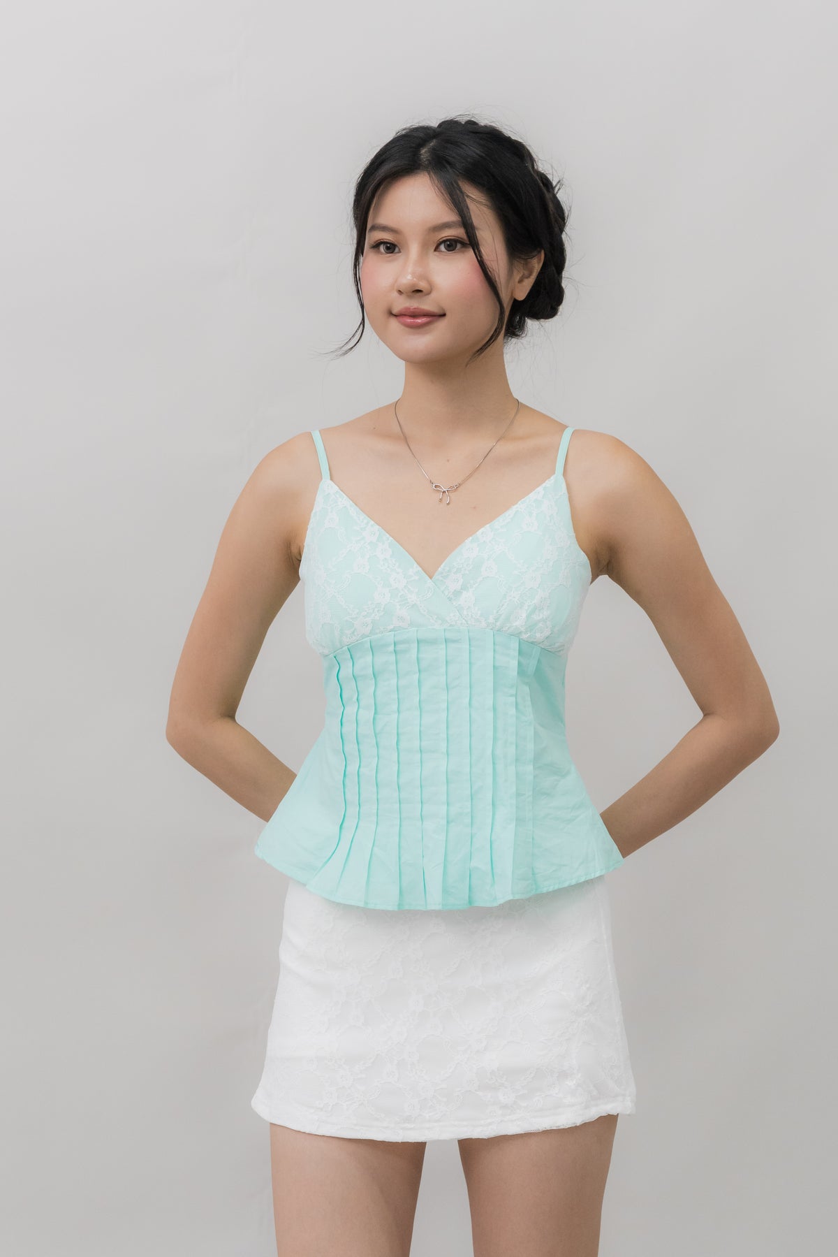 Ines Lace Padded Pintuck Top