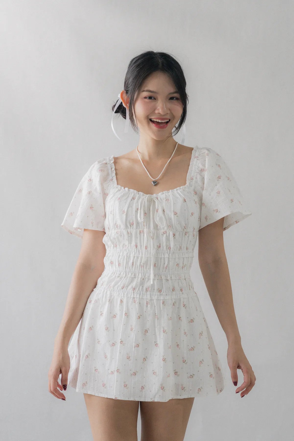 [COL YORI] Maisie Flutter Sleeves Mini Romper Dress