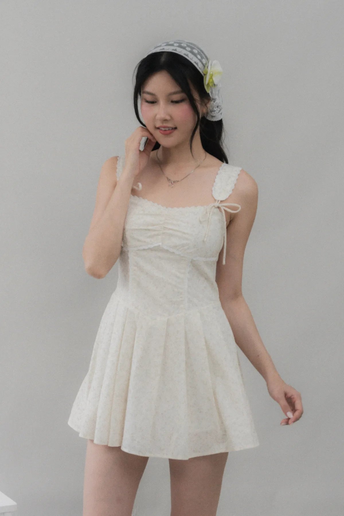 Elora Padded Ribbon Tie Dress Romper