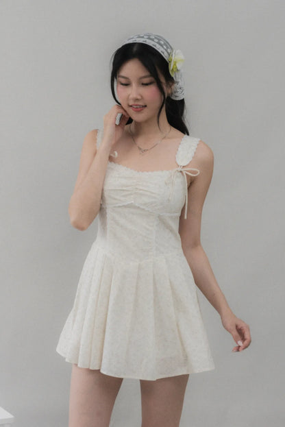 Elora Padded Ribbon Tie Dress Romper