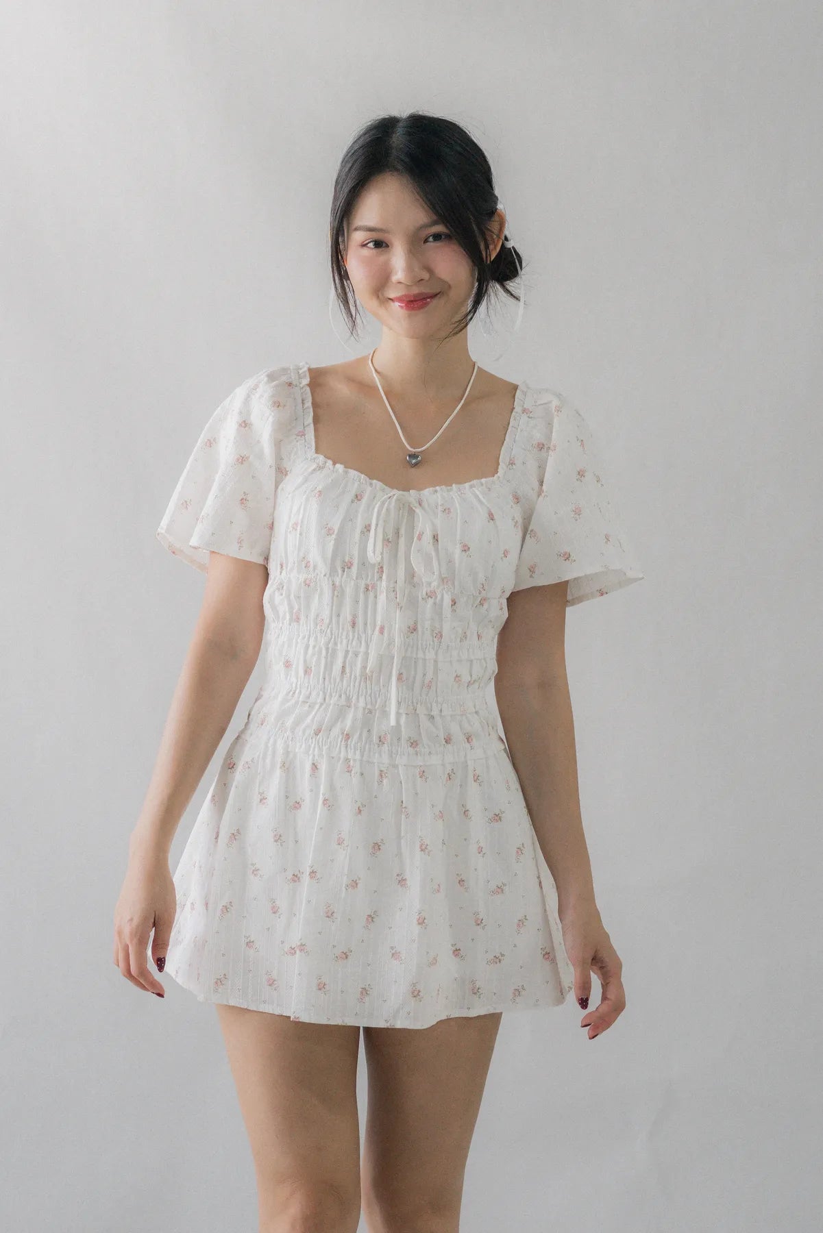 [COL YORI] Maisie Flutter Sleeves Mini Romper Dress