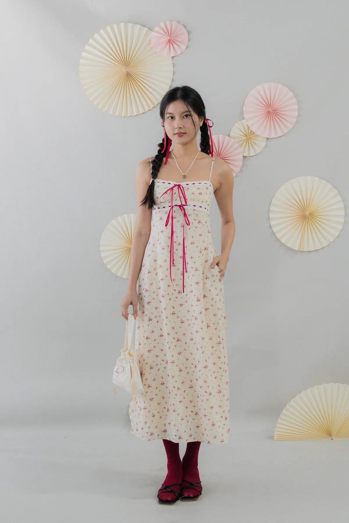 [COL FUKU] Anya New Padded Long Ribbon Dress