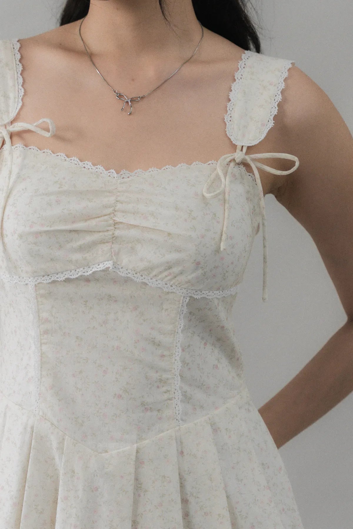 Elora Padded Ribbon Tie Dress Romper