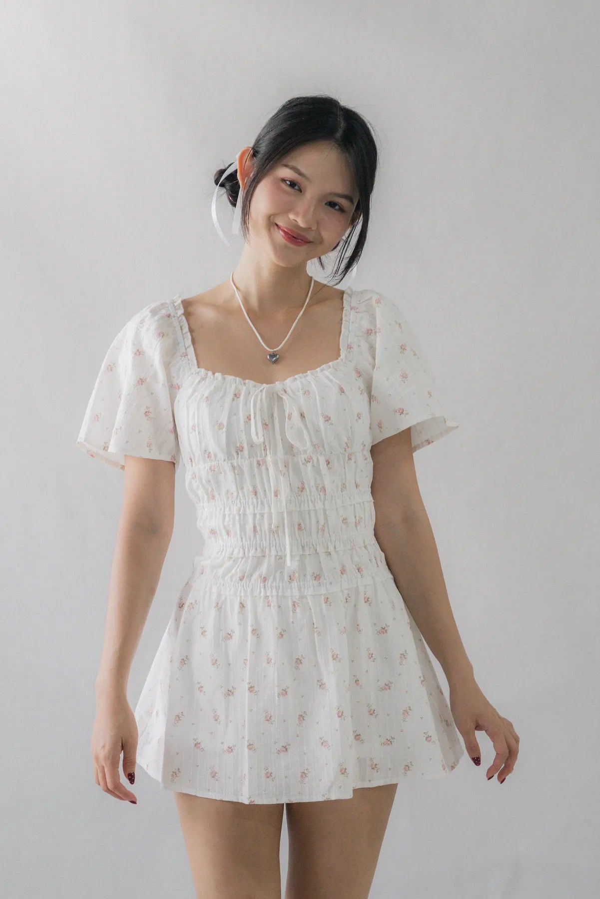 [COL YORI] Maisie Flutter Sleeves Mini Romper Dress