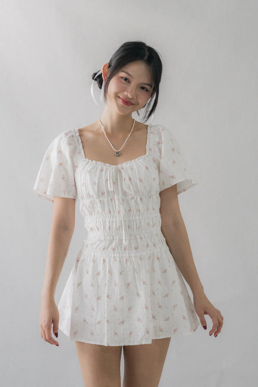 [COL YORI] Maisie Flutter Sleeves Mini Romper Dress