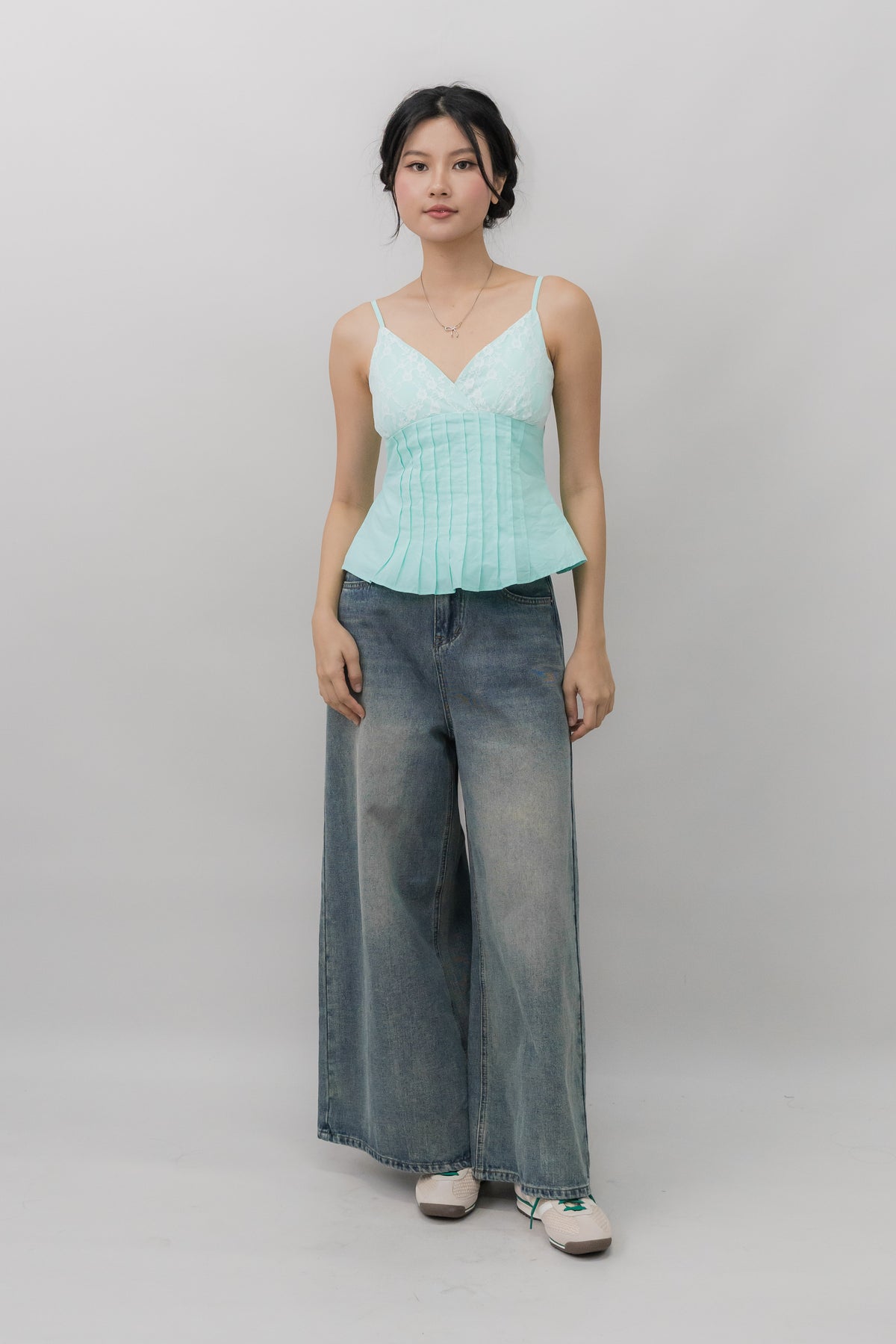 Ines Lace Padded Pintuck Top