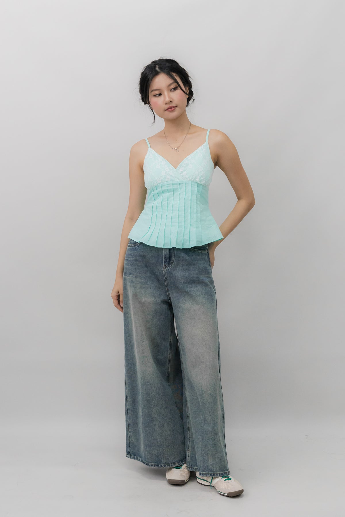 Ines Lace Padded Pintuck Top