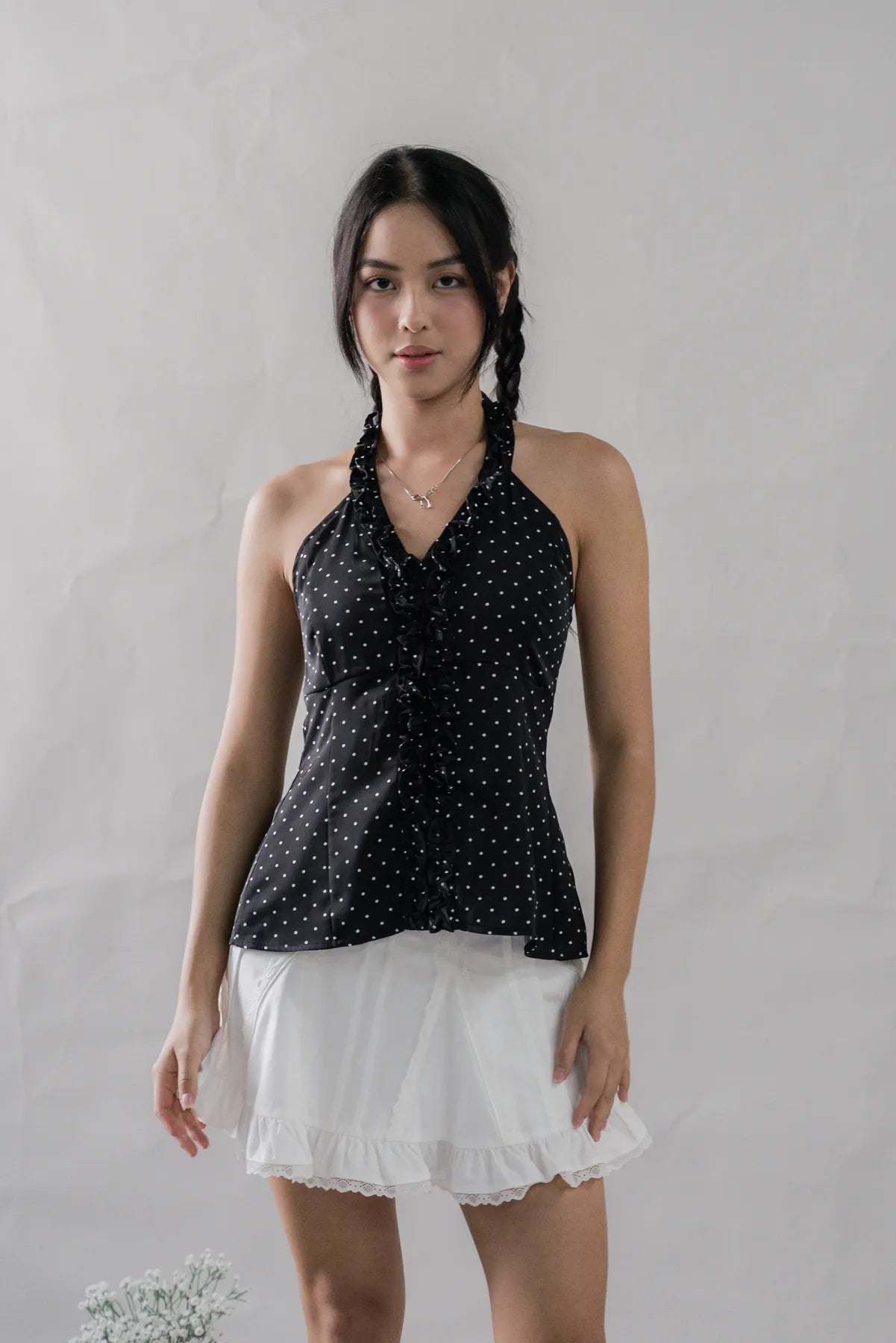 Krissy V-Neck Padded Longline Halter Top V2