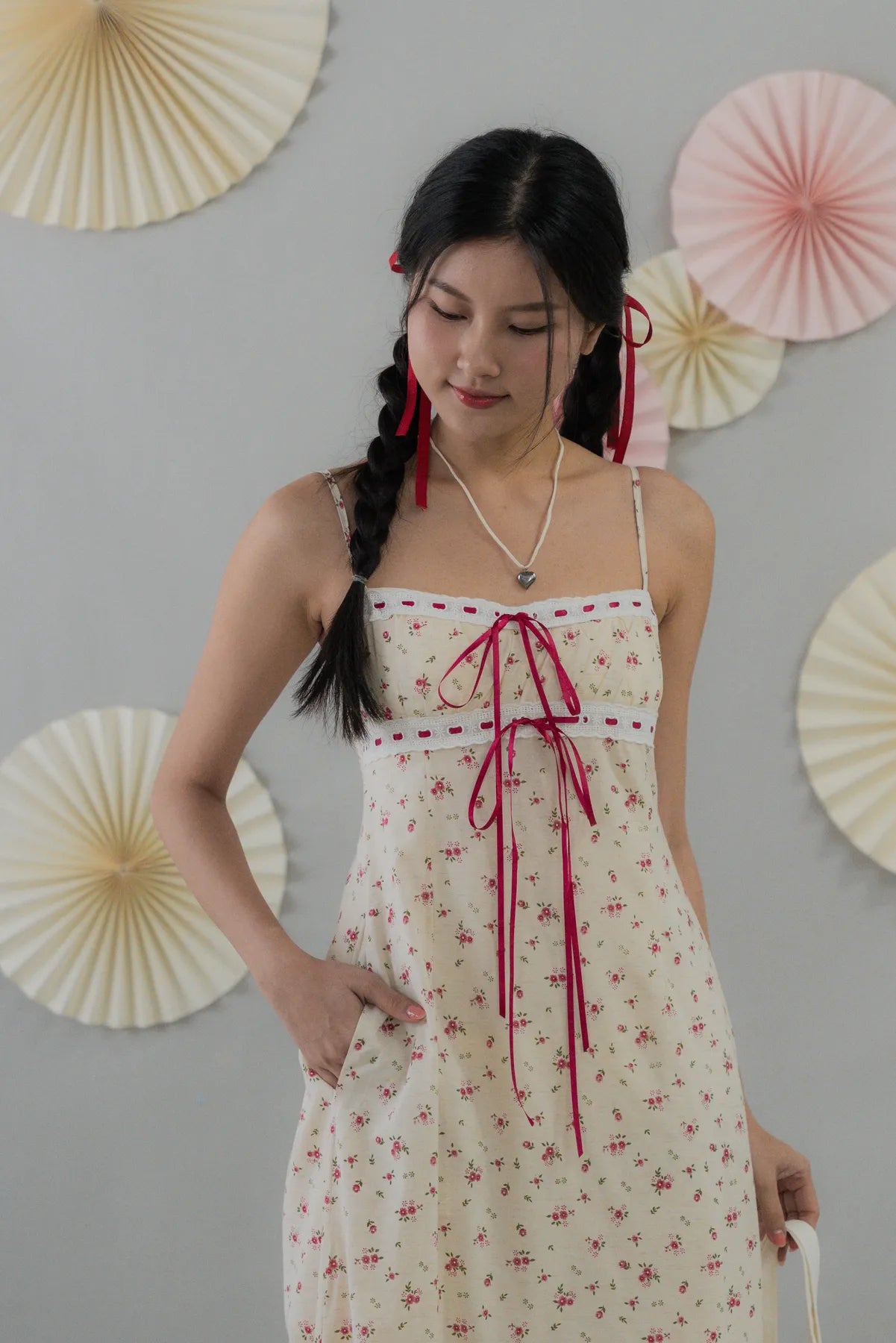 [COL FUKU] Anya New Padded Long Ribbon Dress
