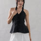 Krissy V-Neck Padded Longline Halter Top V2