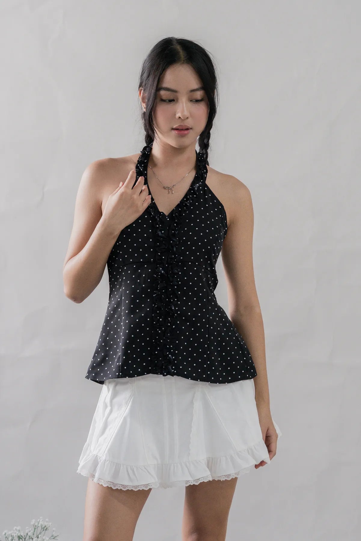 Krissy V-Neck Padded Longline Halter Top V2