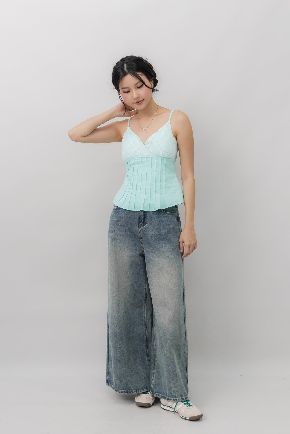 Ines Lace Padded Pintuck Top