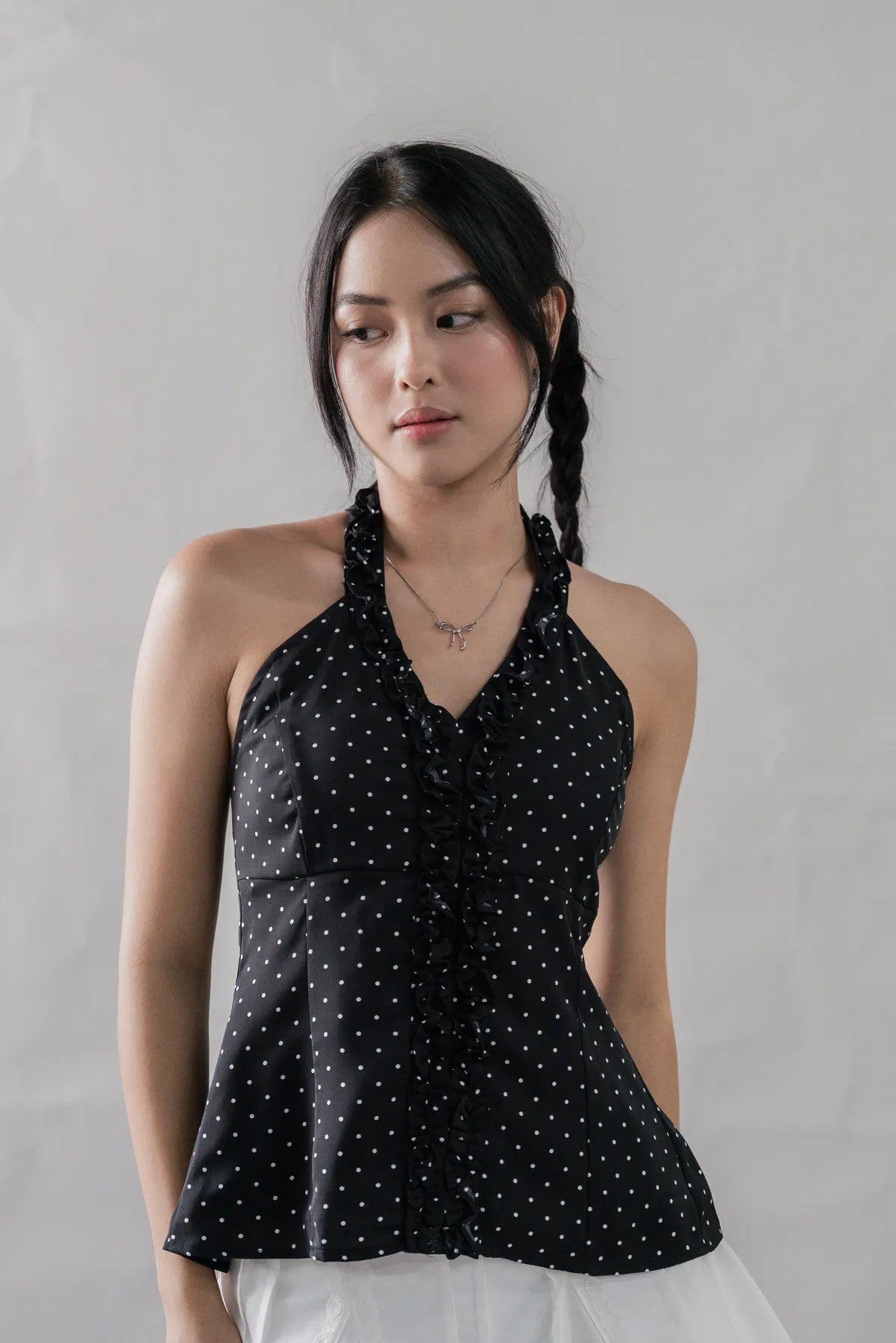 Krissy V-Neck Padded Longline Halter Top V2