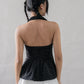 Krissy V-Neck Padded Longline Halter Top V2