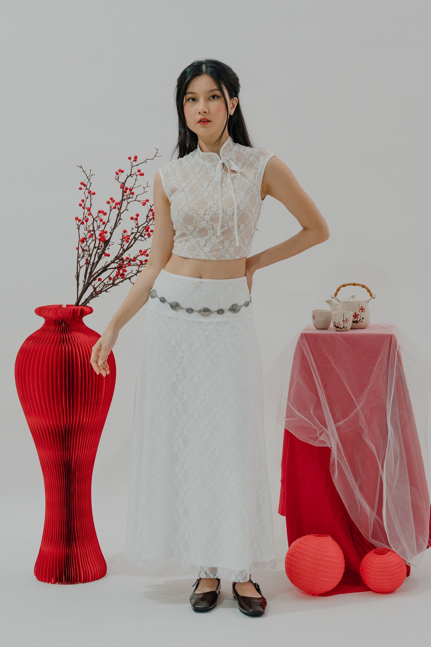 Maya Flowy Drop Panel Lace Skirt