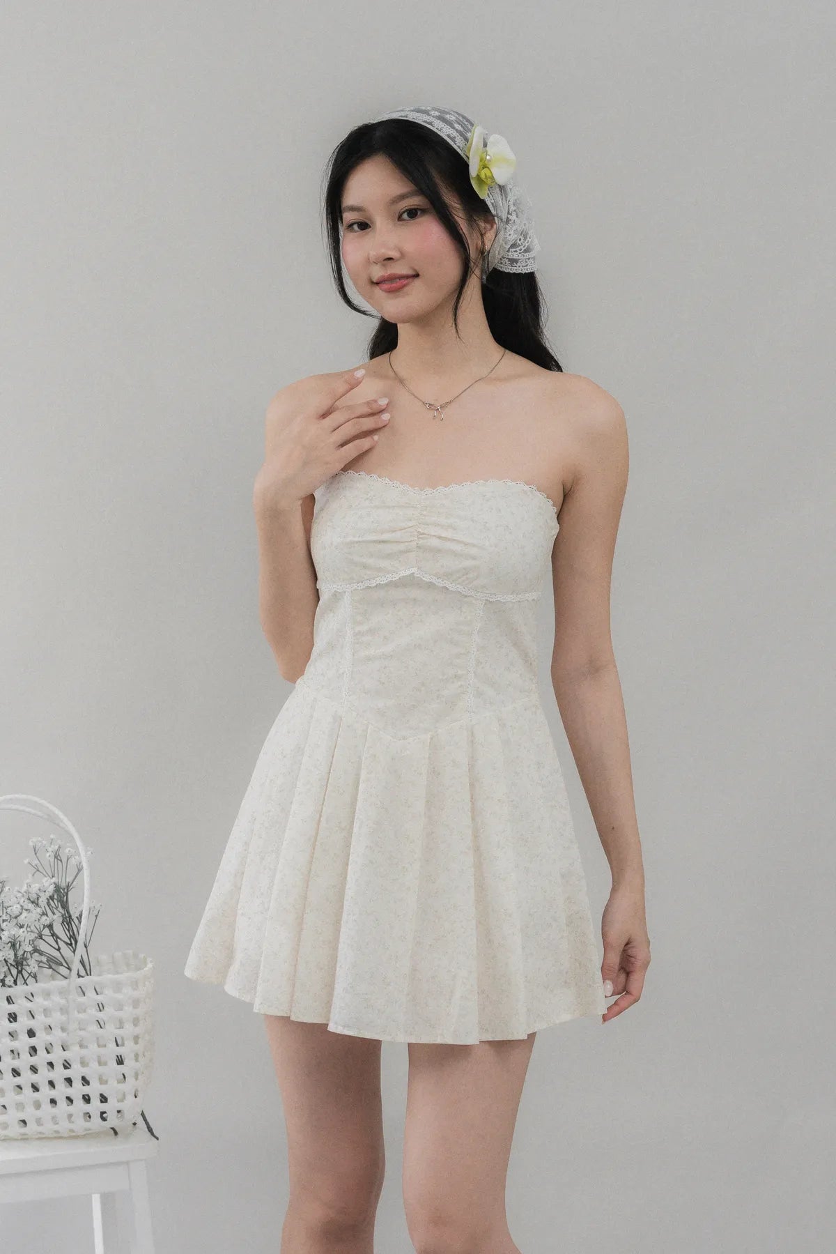Elora Padded Ribbon Tie Dress Romper