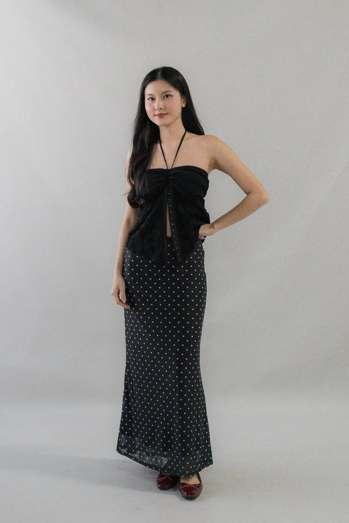 Nelly Ruffled Halter Tie Top